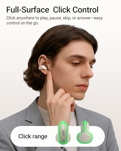 ACEFAST AceClip Pro Open-Ear Earbuds, Wireless Clip-On Earbuds with 3× Larger Drivers, Outdoor Boost Mode, AI Noise Cancelling Calls, 28H Playtime, IP55 Waterproof, App & Click Control, Lightweight - color: Cream