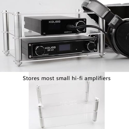Acrylic Audio Component Rack Small HiFi Media Stand Desktop DAC Headphone Amp Holders Clear/Black CD Player Stand 2-Layer(Black) - color: Black