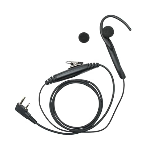 2 Pin Earpiece Headset with PTT Mic Walkie Talkies | C shape,Compatible with Baofeng Kenwood UV-5R BF-888S BF-F8HP BF-F9 TK-3140 TK-3400 TK-3402Two Way Radio Accessory