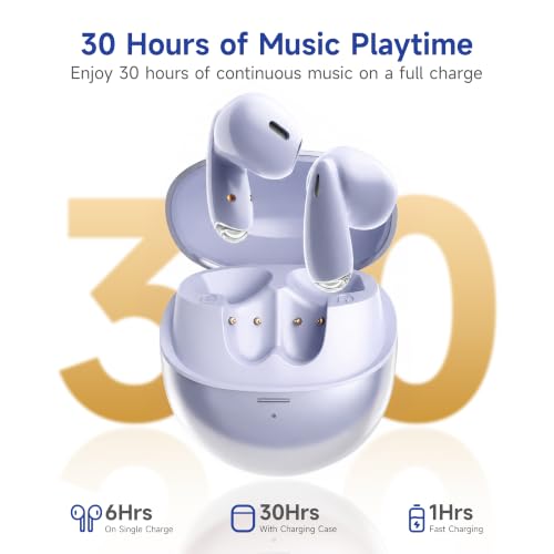 MINISO True Wireless Earbuds with Charging Case, Bluetooth 6.0 Ear Buds | In Ear Headset, HiFi Stereo, 50 H Playback Earphones with ENC Mic, Hands-Free Clear Calls for TV Smart Phone Laptop Sports - color: Blue