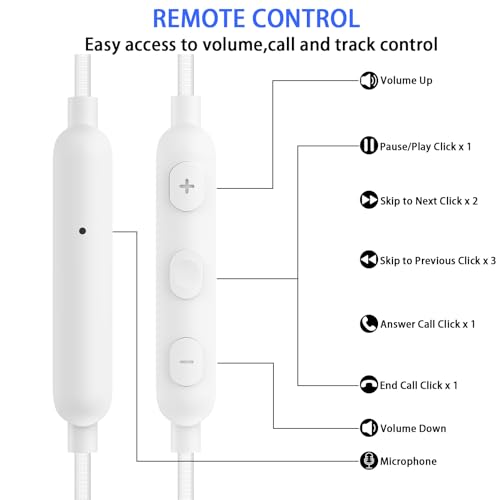 Wired Over Ear Earbuds with Microphone Ear Hook,3.5mm Headphones | Sport Earphones for Laptop/iPad/iPod/3.5mm Plug Phone,Noise Cancelling Headset for Chromebook/Switch/Galaxy/MP3 Running - color: White