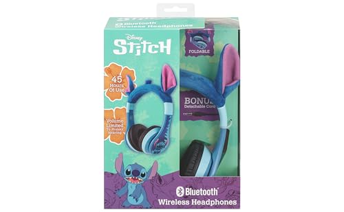 Disney Stitch Bluetooth Headphones for Kids, Wireless Headphones for School | Volume Reduced and Built-in Microphone - color: Stitch