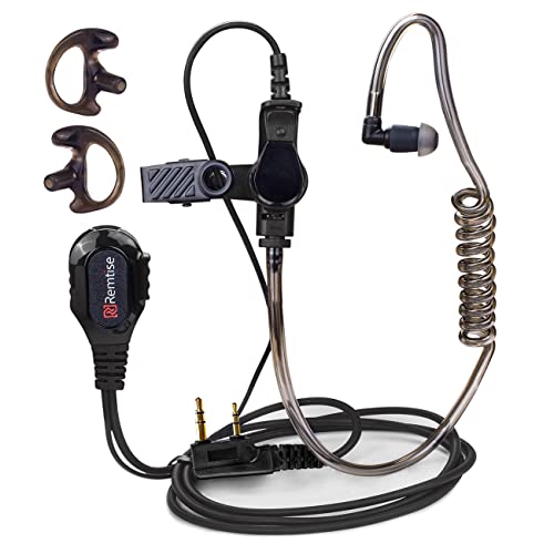 Covert Acoustic Tube Earpiece with Mic for Baofeng UV-5R Walkie Talkies, Surveillance Headset and PTT Compatible with 2 Way Radios Brands Baofeng and Kenwood, Puxing, Wouxun (Black) - color: Black-1