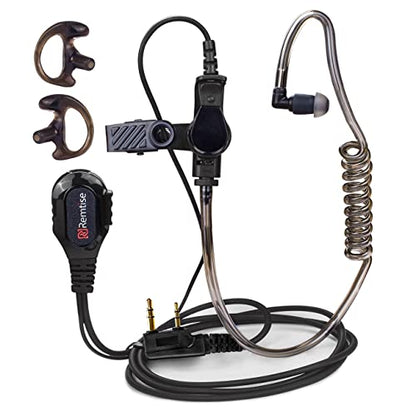 Covert Acoustic Tube Earpiece with Mic for Baofeng UV-5R Walkie Talkies, Surveillance Headset and PTT Compatible with 2 Way Radios Brands Baofeng and Kenwood, Puxing, Wouxun (Black) - color: Black-1