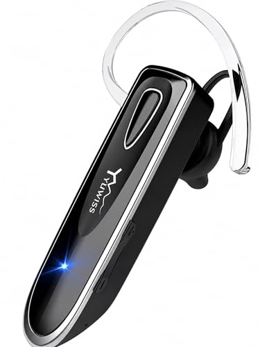 YW YUWISS Bluetooth Earpiece for Cell Phone with Mic Wireless in Ear Earbud Headphones Car Headset with 50 Hours Noise Canceling Hands Free Calling Compatible with Driving, iPhone, Samsung, Black