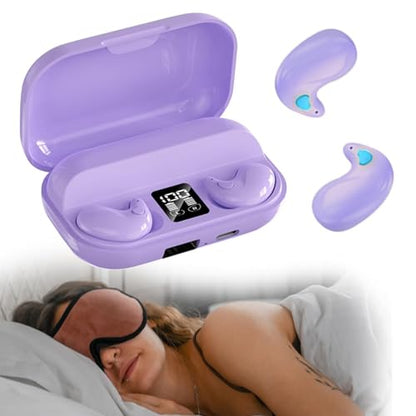 Invisible Sleep Wireless Earphone IPX5 Waterproof Purple Wireless Thin Invisible Sleep Earbuds for Side Sleepers Ear Buds Smallest Tiny Small Mini Discreet Earbud for Sleeping Invisible Headphones - color: Purple