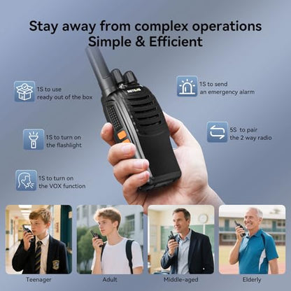 Retevis H777 Walkie Talkies for Adults with Clear Audio, Flashlight USB C | Rechargeable Portable FRS-Two Way Radio 10 Pack for School Event Planning, Emergency Alarm, Short Antenna, Compact to Carry - style: Without Screen