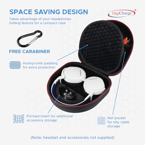 Digicharge Carry Case for Over Ear Headphones/Headset, Flat Folding Large - size: Flat Folding Over-Ear Headphones