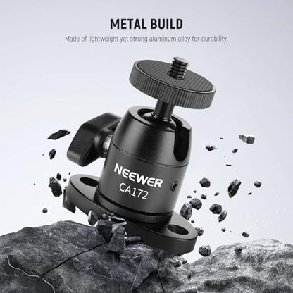 NEEWER Webcam Wall Ceiling Mount Bracket, Aluminum Alloy Mini Ball Head & 1/4" Screw for Photo Studio Photography Video Recording Action Camera Accessories, 360° Rotation & 90° Tilt, CA172 - style: CA172