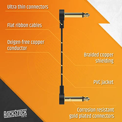 Guitar Flat Patch Cables (Pack of 3) - 24 Inch C-Shape Ultra-Thin - size: 24 Inches, style: C-Shape