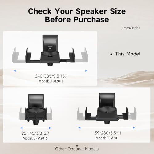 suptek Large Dual Side Clamping Bookshelf Speaker Wall Mounting Bracket for Large Surrounding Sound Speakers, Hold up to 55lbs Black SPM201LB - size: Large--black