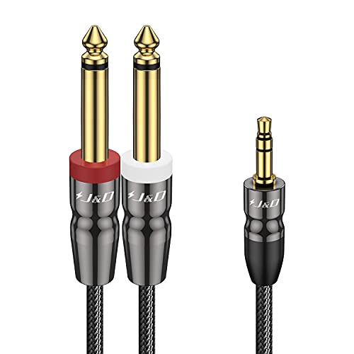 J&D 3.5mm to Dual 1/4 inch Stereo Splitter Y Cable, 3.5mm 1/8 inch TRS Stereo Male to Dual 1/4 inch 6.35mm Mono Male Y-Splitter Cable for Phone/Amplifiers/Mixer Audio Recorder, 3 Feet - size: 3 Feet