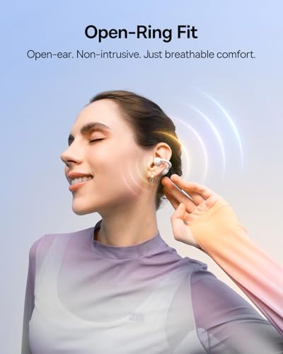 Baseus Bass BC1 Open Ear Earbuds Clip-On Headphones, Open-Ring Comfort with Tri-Curve Snug Clip, Powerful Sound with SuperBass, 4-Mic Clear Calls, IP55 Waterproof, 38H Playtime, Lightweight - color: Starlight White