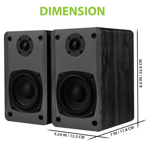 SINGING WOOD T25 Passive Bookshelf Speakers (Pair) - 60W Home Stereo Audio - 4" Woofer, Silk Dome Tweeter - Wall Mountable - Perfect for Home Theater, Studio Monitor, Record Player - Black Wood Finish