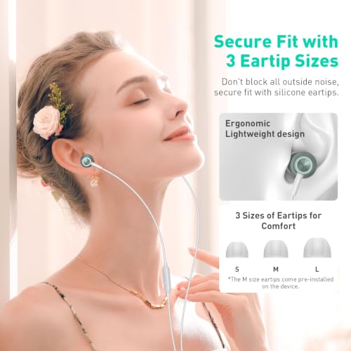 Wired Earbuds 3.5mm Headphones with Mic for Laptop PC Chromebook,Green | Noise Isolating in-Ear Earbuds,3.5mm Jack Plug in headphones Call Volume Control for Mobile Phones/Computer/MP3 Kids School - color: Green