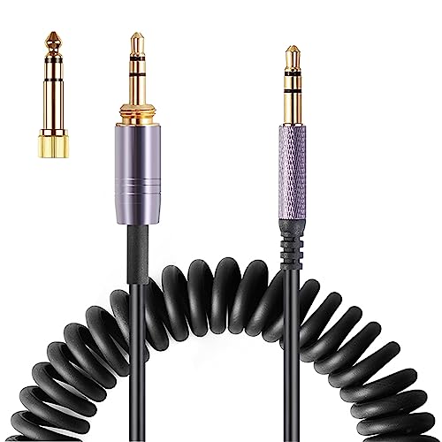 FAAEAL Solo4 Coiled Audio Cable Compatible for Dre Beats Studio3 Solo3 Marshall Major 3 Major 4 Headphones 3.5mm Extension Cable with 6.35mm Adapter(4.2ft-14ft) - size: 4.2ft-14ft