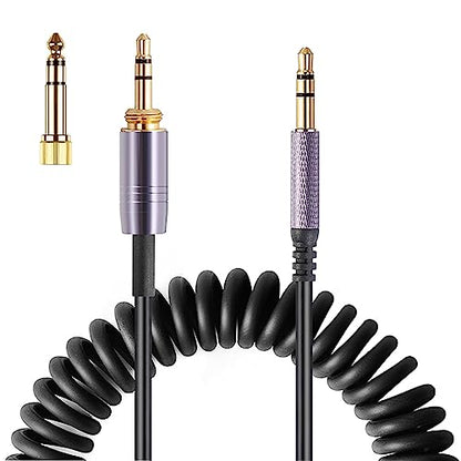 FAAEAL Solo4 Coiled Audio Cable Compatible for Dre Beats Studio3 Solo3 Marshall Major 3 Major 4 Headphones 3.5mm Extension Cable with 6.35mm Adapter(4.2ft-14ft) - size: 4.2ft-14ft