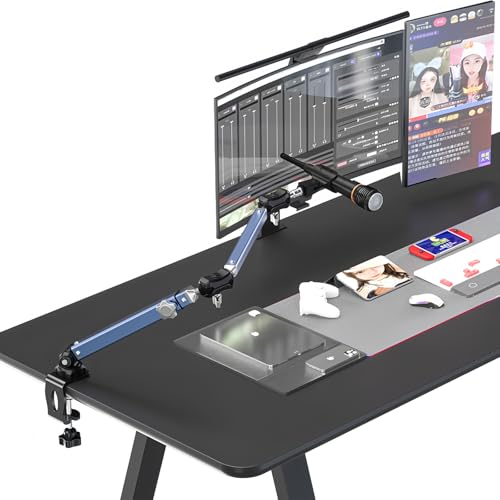 Microphone Boom Arm 360° Rotatable Foldable Adjustable Desk Mic Stand Desk Mount Sturdy Aluminum Alloy for Podcast Video Gaming Meeting Studio (Clip-On) - size: Clip-On