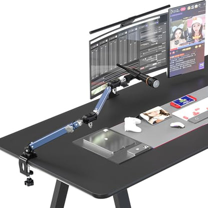 Microphone Boom Arm 360° Rotatable Foldable Adjustable Desk Mic Stand Desk Mount Sturdy Aluminum Alloy for Podcast Video Gaming Meeting Studio (Clip-On) - size: Clip-On