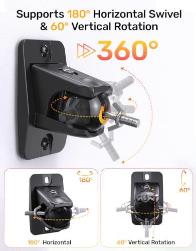 Surround Sound Speaker Wall Mount for Samsung Q990F, Q990D, Roku, 2 Pack | Universal Rear Satellite Speaker Mount Bracket with 1/4"-20 4mm 5mm Thread and Keyhole, 11 lbs Capacity