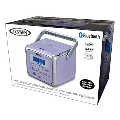Jensen® CD-660 Portable Retro Boom Box CD Player Bluetooth Digital Home Music System with MP3, USB/AUX Input, FM Radio, Stereo Speakers - Purple Limited Edition