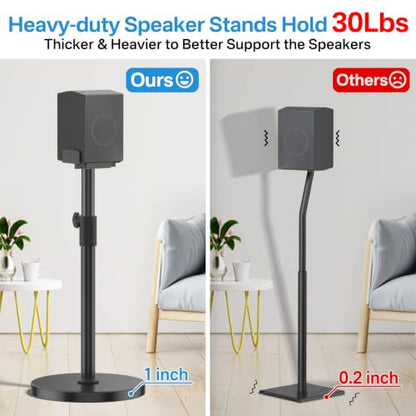 Heavy Duty Speaker Stand Pair for Samsung Q990H/Q990F/Q930F/Q990D/SWA-9500S | For Width 5"–11" Samsung Speaker Stands, Tool-Free Height Extend 33.5"–40.5", Adjustable Dual Side Clamp, Built-in Cable Mgmt - style: Speaker Floor Stand