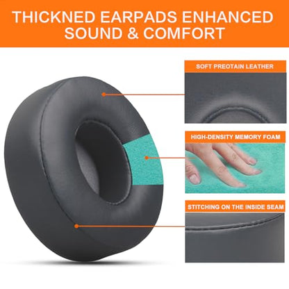 Thicker Ear Pads Cushions for Beats Solo 2 & Solo 3 Headphones Earpads | Solo 2.0/Solo 3.0 Wireless & Wired Covers with Stronger Adhesive Thicker Foam(Grey) - color: Gray
