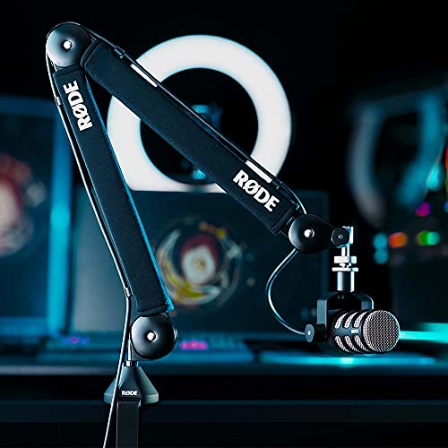 Rode PSA1+ Pro Studio Boomarm for Podcasting and Streaming with Rode Procaster Broadcast Dynamic Vocal Microphone, Professional Grade XLR Cable and StreamEye Polishing Cloth
