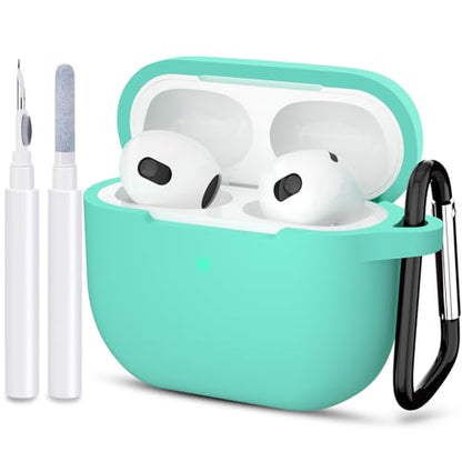 Compatible with AirPods 3 Case, Protective Silicone Cover for AirPods 3rd Generation Case 2021, Wireless Charging - Mint Green - color: C-Mint Green
