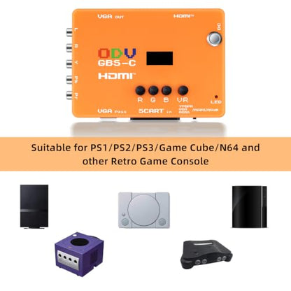 Mcbazel ODV-GBS-C RGBS/SCART/YPbPr/VGA to HDMI/VGA Scan Converter for Retro Gaming Console with US Plug - NO AV/Composite/RCA | VGA Max 60Hz
