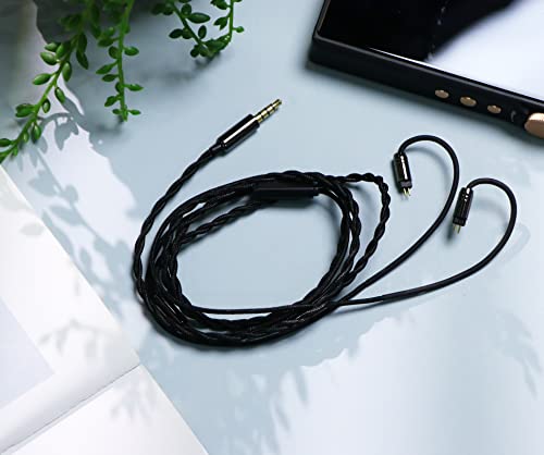 Linsoul Tripowin Zombur 4N OFC in Ear Monitor Cable, 3.5mm Plug, 1.25m | High Purity Oxygen Free Cable HiFi Wired IEM Cable, Cotton Yarn Outer Layer, for Musician Audiophile, w/ Mic, Recessed 2pin - size: Recessed 2-Pin, style: With Mic
