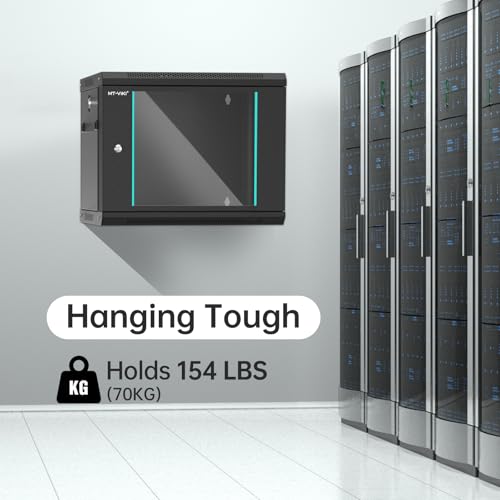 MT-VIKI 9U Wall Mount Server Cabinet Network Rack Vented Enclosure, 0.8mm Thick, 17.7'' Deep (450mm), for 19'' IT Equipment, Included 1pcs Rack Shelf - size: 9U