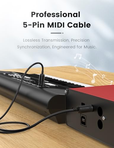 MOSWAG 5-Pin MIDI Cable 2 Pack, MIDI to MIDI Cord for Keyboard, Synthesizer, Guitar Pedal, Sampler, Audio Interface -10 Feet - size: 10FT