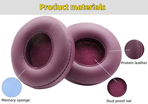 Solo3 Xinyuekj Ear Pads Replacement,Compatible with Beats by Dre Solo 3/Solo 2 Wired/Wireless A1796/B0534 Headphones,Ear Pads Cushions with Upgrade Memory Foam & High Protein Leather(POP Magenta) - color: Purple