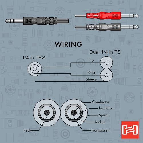 Hosa STP-201 Insert Cable, 1/4 Inch TRS to Dual 1/4" TS, 3.3 Feet | 3.3' 1/4" TRS to TS Y-cable with nickel-plated plugs for mixers, outboard gear and signal processing - size: 3.3 Feet