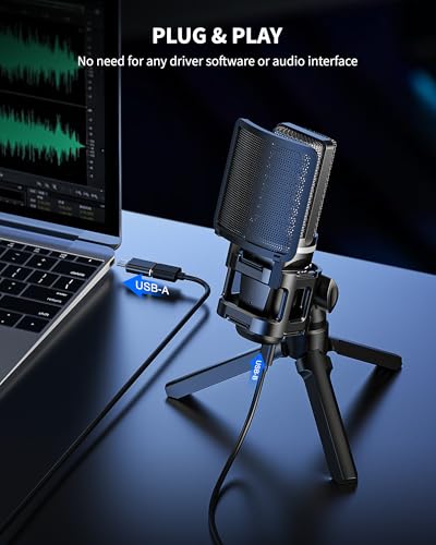 USB Gaming Microphone, Computer Recording Condenser Mic for PC/Laptop/Phone, RGB, Headphone Output, Mute Button, Volume Control, for Streaming, Podcast, Studio, YouTube - size: Square Microphone