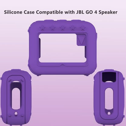 Silicone Cover and Hard Carrying Case for JBL Go 4 Bluetooth Speaker | Protective Holder Carrier for JBL Go 4 Speaker Accessories, Scratch-Resistant and Drop-Proof Cover (Purple) - color: Purple