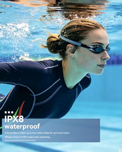 SANOTO Swimming Headphones, in Ear Bone Conduction Headphones Bluetooth 5.4, IPX8 Waterproof Earbuds Sport, 8G MP3 Player Swimming Earphones, Underwater Headphones for Swim, Run, Surf, Cycle - color: Black