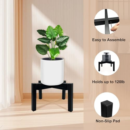 Heavy Duty Adjustable Metal Plant Stand for 10"-16" Plant Pot – Indoor & Outdoor (Black, 1 Pack) - color: Mini Black 10-16", style: 3 - Mini