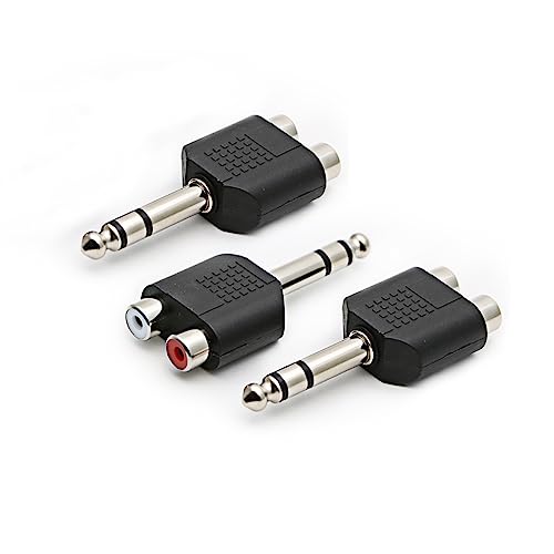 3pcs 1/4" 6.35mm/6.5mm Stereo Male to Dual RCA Female Adapter Stereo Male to Dual RCA Female Audio Adapter for Sound Equipment (Double Channel) - color: 2PCS 2RCA TO 6.35MM