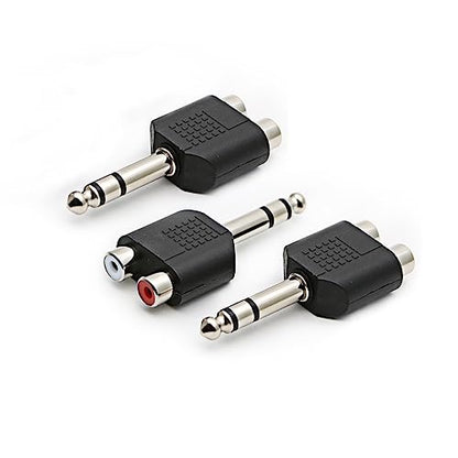 3pcs 1/4" 6.35mm/6.5mm Stereo Male to Dual RCA Female Adapter Stereo Male to Dual RCA Female Audio Adapter for Sound Equipment (Double Channel) - color: 2PCS 2RCA TO 6.35MM