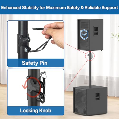 Rimous Heavy-Duty Speaker Pole for Subwoofer with Height Adjustable Subwoofer Pole Mounts Fits M20 Threaded Mount and 35mm Mount Speaker Extender with M20 to 35mm Adapter Load Capacity 121LBS, 2 Pack - style: 2 Pack