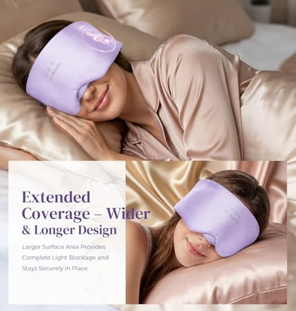 LC-dolida 3D Silk Bluetooth Sleep Mask, Mulberry Silk Sleep Mask with Bluetooth Headphones, Bluetooth Eye Sleep Mask for Side Sleepers, Total Blackout Bluetooth Eye Mask for Women Men, Light Purple - color: Light Purple
