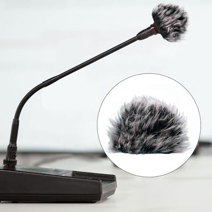 PAGOW 4Pcs Mini Foam Microphone Windscreens＆Furry Cover, Mic Headset Cover | Black High Density Lapel Microphone Windscreen for Lavalier Microphones Noise Reduction (2pcs Foam + 2pcs Furry) - color: black,Foam(2pcs),Furry(2pcs)