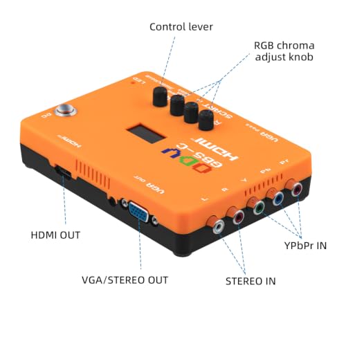 Mcbazel ODV-GBS-C RGBS/SCART/YPbPr/VGA to HDMI/VGA Scan Converter for Retro Gaming Console with US Plug - NO AV/Composite/RCA | VGA Max 60Hz