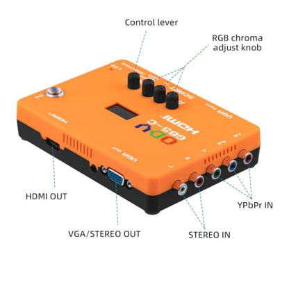 Mcbazel ODV-GBS-C RGBS/SCART/YPbPr/VGA to HDMI/VGA Scan Converter for Retro Gaming Console with US Plug - NO AV/Composite/RCA | VGA Max 60Hz