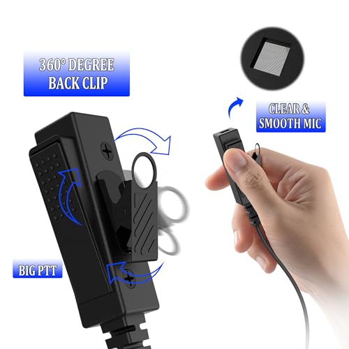 SAMCOM SM007 Surveillance Earpiece 2-Pin for FPCN10A FPCN30A Radio, 6Pcs | K Plug Air Tube Headset for Two-Way Radio Walkie Talkie,PTT Microphone for School Staff, Restaurant Crew, Event Security - size: 6 Pcs Earpiece