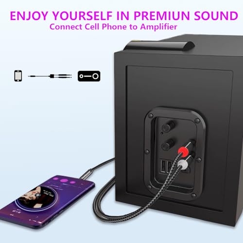 3.5mm to Dual 1/4 Adapter 1/8 to 6.35mm TS Mono Audio Cable Stereo Breakout Cord Y Splitter Compatible with iPhone, iPod, Computer Sound Card, Headphone, Speaker, Home Stereo System (6.6FT/Pack) - size: 6.6FT/2Pack