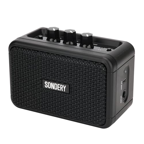 Sondery Portable Mini Guitar Amp,Rechargeable 5W Small Electric Amplifier | With Overdrive/Clean Effects and Bluetooth,Two Speakers,For Practice and Traveling,Black - color: Black