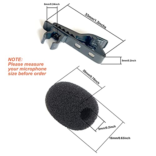 3pcs Lavalier Microphone Metal Tie Clips with 3pcs Lapel Mic Windscreen Foam Covers, Lapel Microphone Replacement Kit, Metal Lapel Mic Clips Sponge Cover Kit (6 Pack, 6mm) | 0.6mm Lapel Microphone Replacement Kit, Metal Lapel Mic Clips Sponge Cover Kit -